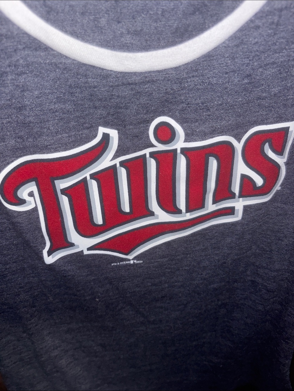 New Era Twins Raglan Long Sleeve Tee - Red, Gray, White - Picture 3 of 7